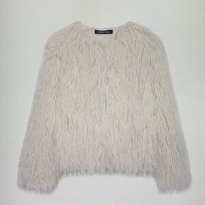 Chic Beige Faux Fur Jacket